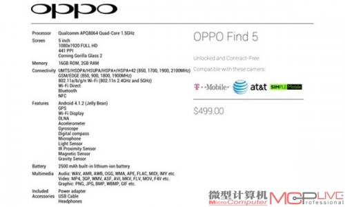 OPPO Find 5将登陆美国：配置/售价大曝光